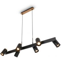 Briloner duta Pendelleuchte, Schwenkbar, GU10 Fassung, 6-flammig, Schwarz-Holz, 110 x 24,9 x 120 cm
