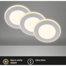 Briloner - Gima Set de 3 spots led encastrables 230V, fonction veilleuse, surfaces et anneaux commutables séparément, fonction mémoire, lumière blanc