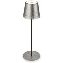 LED Akku-Tischleuchte Tischlampe höhenverstellbar IP44 silber RGB innen außen