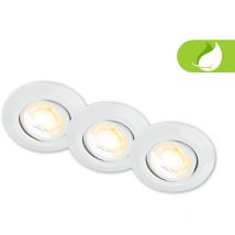 Briloner - Klira Lot de 3 spots led encastrables 230V, orientables, Ra90 haute tenue des couleurs, interrupteur cts, corps en matériau 50 % recyclé,