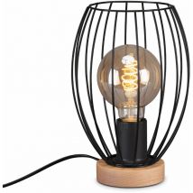 Waktu lampada tavolo H.25,6 1XE27 met/legno/nero