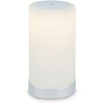 Briloner - Leuchten - led Tischlampe Akku, Dimmbar, Glas led Tischleuchte Kabellos, Touchfunktion, 3.300K Warmweiß, Chrom-Matt-Weiß, 245x125 mm (HxD)