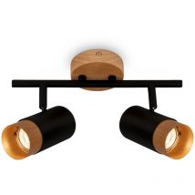 Spotleuchte,schwarz,mit Holz, exkl. 2xGU10/max.9W