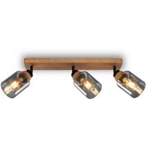 Briloner - Spotlight, with wood, smoked glass, 3xE27/max.10W