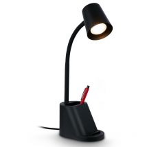 Briloner - Pahu Lampe de bureau, porte-crayons, interrupteur à fil, orientable,noir, 21 x 10 x 35,5 cm