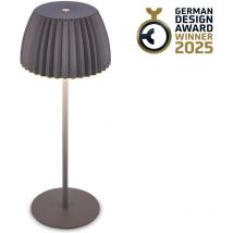 Briloner RIFFLE LED lampe de table sans fil IP44, variateur, tactile, batterie, German Design Award Winner 2025, anthracite, Ø14,5 x 36,5 cm
