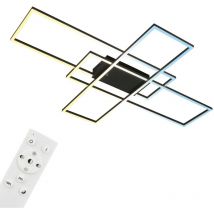 B.k.licht - Briloner Roami Plafonnier led, variateur, télécommande, fonction mémoire, fonction veilleuse, noir, 104 x 71 x 9,5 cm