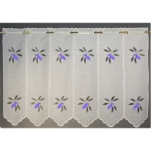 Brise bise en étamine brodée de fruits colorés Violet parme 1.2x1.2 m