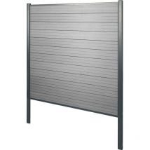 Mendler - Brise-vue en wpc Sarthe, clôture brise-vent, poteaux aluminium élément de base, 190cm gris