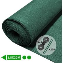Brise vue occultant en HDPE 90g/m² 1.8x20m avec attaches de fixation vert