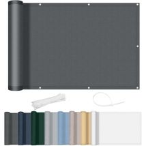 Qiyao - Brise-vue pour balcon 90 x 300 cm, imperméable, opaque, coupe-vent, avec trous et attaches de câble, pour terrasse extérieure, anthracite