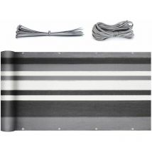 Salcar - Brise Vue Balcon Jardin Terrasse hdpe 6 m x 0,9 m, Rayures Grise et Blanche
