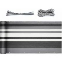 Salcar - Sekey Brise-Vue pour balcon hdpe 1,2 × 6 m, Rayures Grises