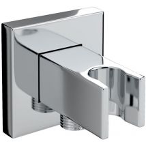 Chrome Square Wall Outlet with Shower Handset Holder - C-WOSQ02-C - Chrome - Bristan