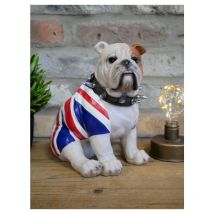 Uniquehomefurniture - British Bulldog Ornament Resin Sitting Dog Retro Sculpture Animal Statue Decor