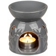 Brûle-Parfum fleurs grises en céramique