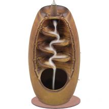 Brleur d'encens en cascade pour porte-encens à refoulement, décoration d'aromathérapie en céramique avec 120 cnes d'encens à refoulement + 30 batons