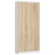 Büroregal AKORD R80 Büroschrank Aktenschrank Weiß 80 cm 2 Türen 8 Ebenen Front Sonoma-Eiche B80 x H180 x T35 cm