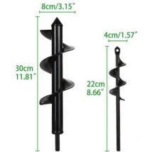 Jalleria - Brocas helicoidales para jardín (2 unidades, Ø80 mm × 300 mm + Ø40 mm × 220 mm), herramienta práctica para hacer agujeros rápidamente y