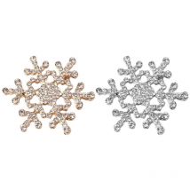 Broche de Noël 2 pièces Broche de Noël en forme de flocon de neige Corsage Strass Broches de poitrine pour femmes