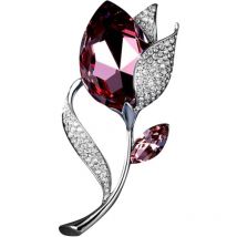 Broche élégante en strass bleu en forme de fleur artificielle, accessoire de mode pour femme