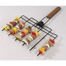 Brocheta de barbacoa 6 en 1 plegable con mango de madera