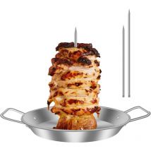 Jalleria - Brochette à viande verticale, grille à brochette verticale en acier inoxydable pour barbecue avec 3 pointes de rechange, grille de