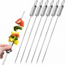 Aougo - Brochette inox Kebab Grill, Pic Brochette Metal avec Tige de Poussée en Métal Ensemble de 6 Pièces, Kebab Réutilisable Les Essentiels de la