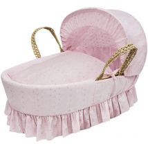 Broderie Anglaise Pink Palm Moses Basket