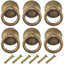 Bronze)6 pcs Poignee de Meuble Vintage, Tiroir Bague Poignée de Traction, Poignées de Tirage Antique, Bouton de Meuble pour Cuisine Armoire Placard