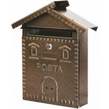 Bronzefarbener pulverbeschichteter Briefkasten h 35 cm Wandhalterung
