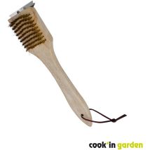 Brosse de nettoyage 2 en 1 – Accessoire de cuisson – Poils en cuivre, Racloir en inox, Manche en bois FSC – GARDEN MAX