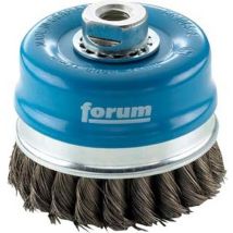 Brosse à boisseau avec bague d'appui, fil d'acier trempé, torsadé, ø de la brosse : 80 mm, Epaisseur du fil 0,80 mm, Vitesse maxi. 8500 tr/mn