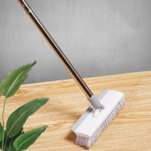 Brosse à récurer avec long manche réglable en acier inoxydable - - Brosse à récurer avec poils durs pour nettoyer le carrelage, la salle de bain, la
