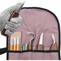 Odipie - 10pcs Outils Sculpture sur Bois, Kit Sculpture Bois avec 3 Ciseaux à Bois, 3 Couteau Sculpture Bois, Set Couteau à Tailler, Professionnel
