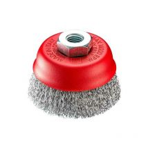 Brosse pour meuleuse – 100 mm – Fil d'acier ondulé – Nettoyage métal, bois, pierre – SIT