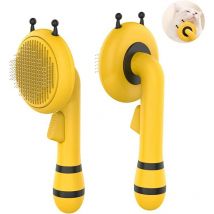 Brosse Chiens Chats- Autonettoyante pour Poils Adapté pour les Chiens Chats Cheveux Courts et Longs (Jaune)