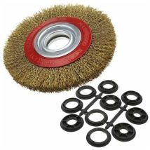 Roleader - Brosse Circulaire En Acier Diamètre 125mm 1pc , Brosse Métallique Ronde Plate Avec 10 Anneaux Adaptateurs Trou 13mm 16 Mm Pour Touret À 