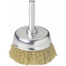 Wolfcraft - Brosse soucoupe laiton diamètre 50mm Diam. tige 1/4 pouce (6,3 mm) 2112000 1 pc(s)