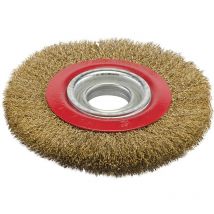 Silverline – Brosse Circulaire Métallique 150 Mm – Fils D'Acier Trempé Et Laitonné – Adaptable Sur Tourets – Ébavurage, Détartrage, Polissage