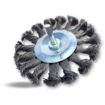 Kibros - Brosse circulaire métallique plate à mèches torsadées pour perceuse - a l'unité - Ø100 mm - Fil dur - Mèches torsadée