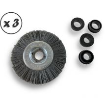 Lot de 3 brosses circulaires nylon Abrasif ø 100 mm Epaisseur 1 rang Carbure de silicium Grain 240 Alésage 16 mm Touret meuleuse ponceuse Brossage