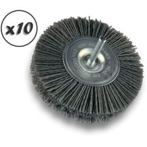 Kibros - Brosse circulaire sur tige ø 100 mm 1/2/3 rangs nylon abrasif grain 80 - Quantité x10 - ø 100 mm - 3 rangs - Grain 80