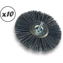 Kibros - Brosse circulaire sur tige ø 120 mm 1/2/3 rangs nylon abrasif grain 120 - Quantité x10 - ø 120 mm - 1 rang - Grain 120