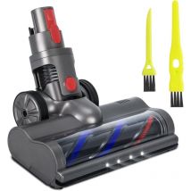 Brosse compatible avec Dyson v15/v11/v10/v8/v7 Tête de brosse d'aspirateur avec 4 lumières led Brosse rotative pour sols durs en carrelage Tapis en