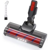 Brosse compatible avec V7 V8 V10 V11 V15, tête de rechange pour brosse à turbine pour sol compatible avec aspirateur avec 4 lumières led, rouleau