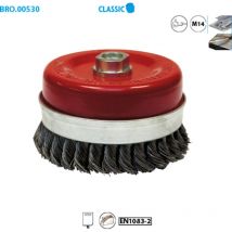 Kegelbürste für Schleifer gezopfter Stahldraht 0.50 mm d. 65 mm M14 für Metall - Extrahartes Beizen Leman 530.065V