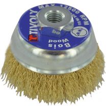 Brosse Coupe Ø80mm M14 pour meuleuse Acier Laitonné Ondulé Technic Décapage Bois Cuivre - Tivoly