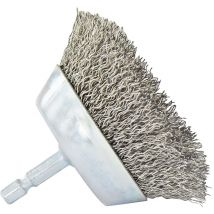 Tivoly - Brosse Coupe • Fil Inox • Ø75mm • Queue Hexagonale Ø6,35mm • Pour Décapage des Métaux • Pour Décapage de la Pierre • Spécial Inox