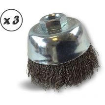 Brosse coupe rotative boisseau meuleuse d'angle Garnissage Acier ondulé souple ou dur - Quantité x 3 - ø 65 coupe - Dur - Acier